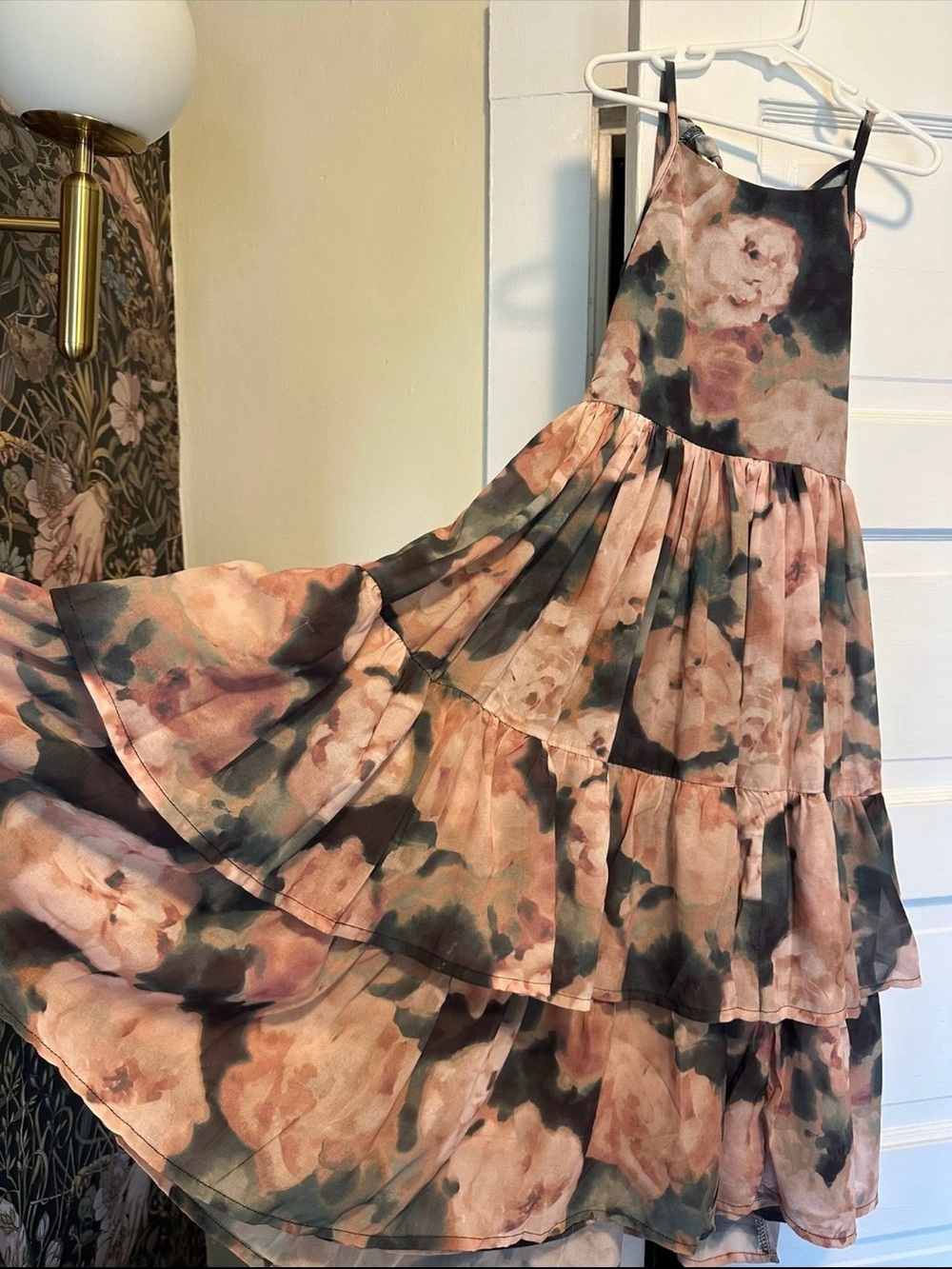 Floral Tiered Maxi Dress for Girls - Pink & Navy